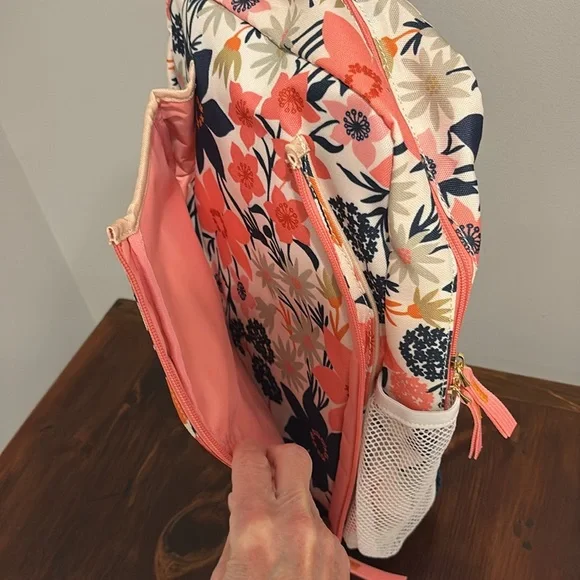 Spartina 449 Floral Backpack - Navy, Coral, Olive - Picture 9 of 10